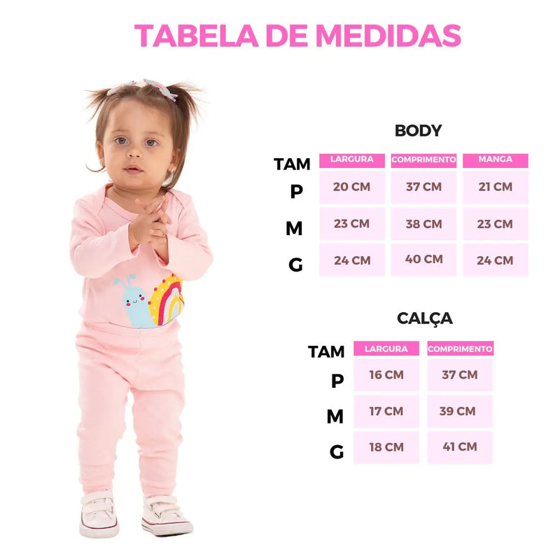 Kit 12 Peças de Roupas para Bebê Menina (6 Body Longo + 6 Calça Mijão)Kit 6 Body Roupa Infantil Bebê