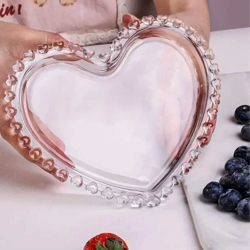 Petisker Glass Heart Dish For Dessert Table Decoration