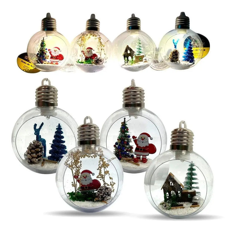 Mini Globo Led Árvore Natal Pisca Acrílico Enfeite Natalino