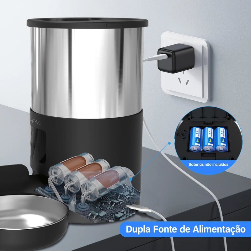 New pet Alimentador Automático para Gatos de 5L Alimentador Inteligente para Gatos e Cães de Pequeno Porte com Microfone Registrador de Tempo Alimentador Quantitativo