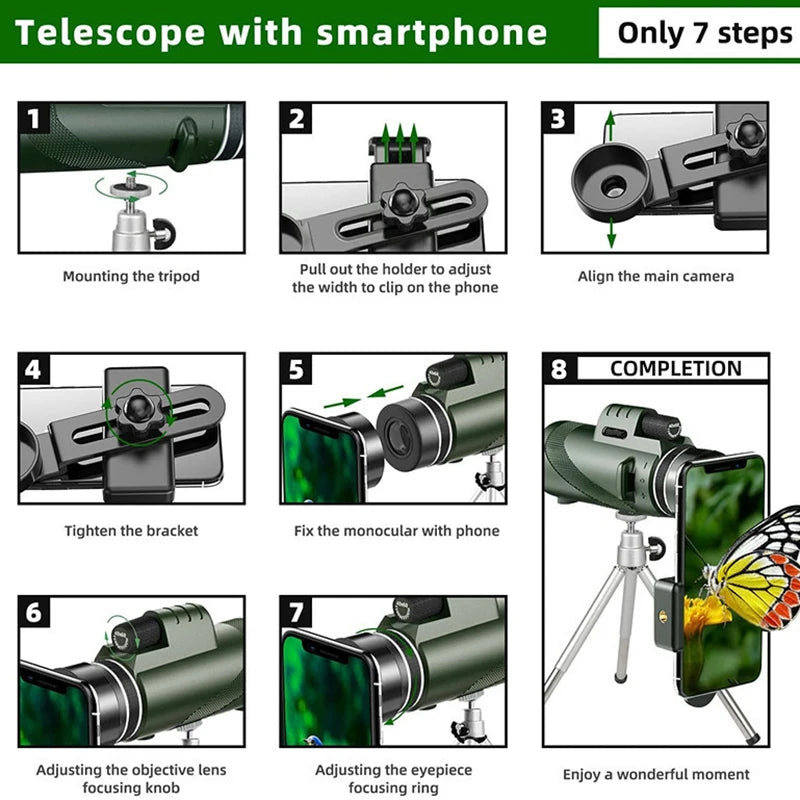 Portátil Zoom HD 5000M Telescópio Dobrável Longa Distância Mini Poderoso Telescópio para Caça Esportes Outdoor Camping em viagens