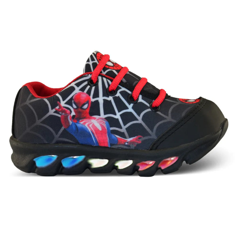 Tênis de led infantil masculino homem aranha de luzinha meninos, e mais chinelo