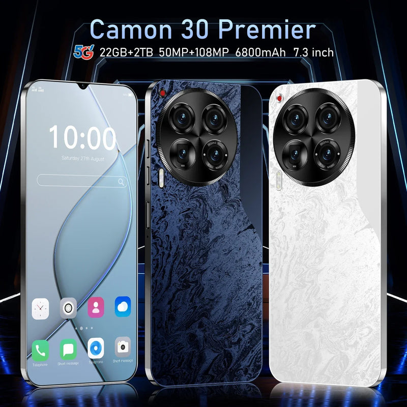 Camon 30 Premier Smartphone Android, Versão Global, Qualcomm 888, 22 GB + 2TB, 6800mAh, 50 + 108MP, 4G, Celular 5G, Celular