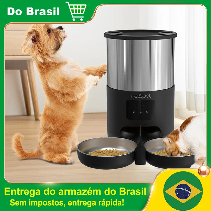 New pet Alimentador Automático para Gatos de 5L Alimentador Inteligente para Gatos e Cães de Pequeno Porte com Microfone Registrador de Tempo Alimentador Quantitativo