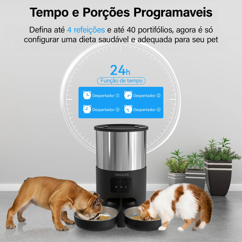 New pet Alimentador Automático para Gatos de 5L Alimentador Inteligente para Gatos e Cães de Pequeno Porte com Microfone Registrador de Tempo Alimentador Quantitativo