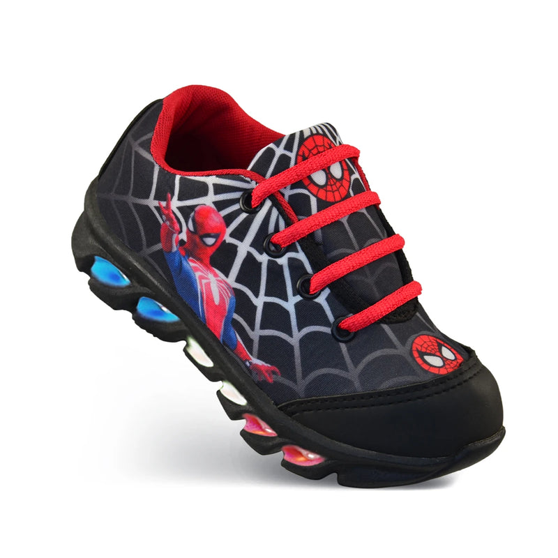 Tênis de led infantil masculino homem aranha de luzinha meninos, e mais chinelo