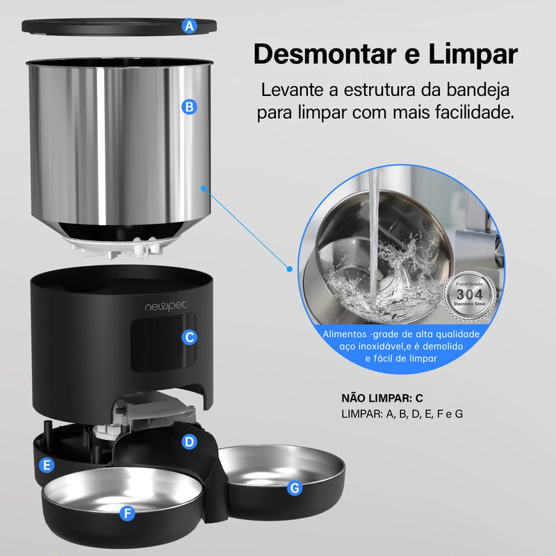 New pet Alimentador Automático para Gatos de 5L Alimentador Inteligente para Gatos e Cães de Pequeno Porte com Microfone Registrador de Tempo Alimentador Quantitativo