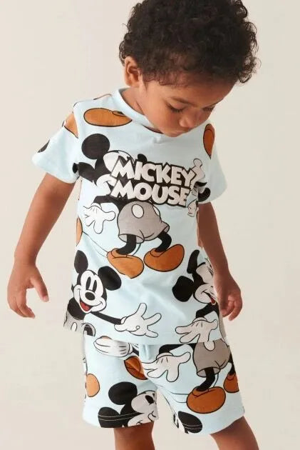 Conjuntos de 2 peças de desenhos animados para criança, fatos de treino casuais, t-shirt e shorts Mickey Print, roupas fofas para crianças, novas para o verão