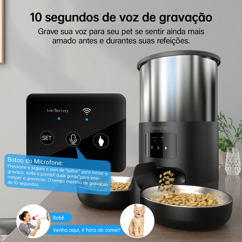 New pet Alimentador Automático para Gatos de 5L Alimentador Inteligente para Gatos e Cães de Pequeno Porte com Microfone Registrador de Tempo Alimentador Quantitativo